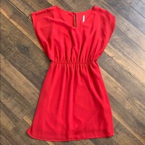 Red dress slight open in back